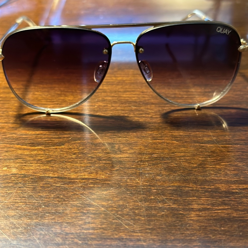 Quay High Key 65mm Oversized rimless aviator sunglasses
